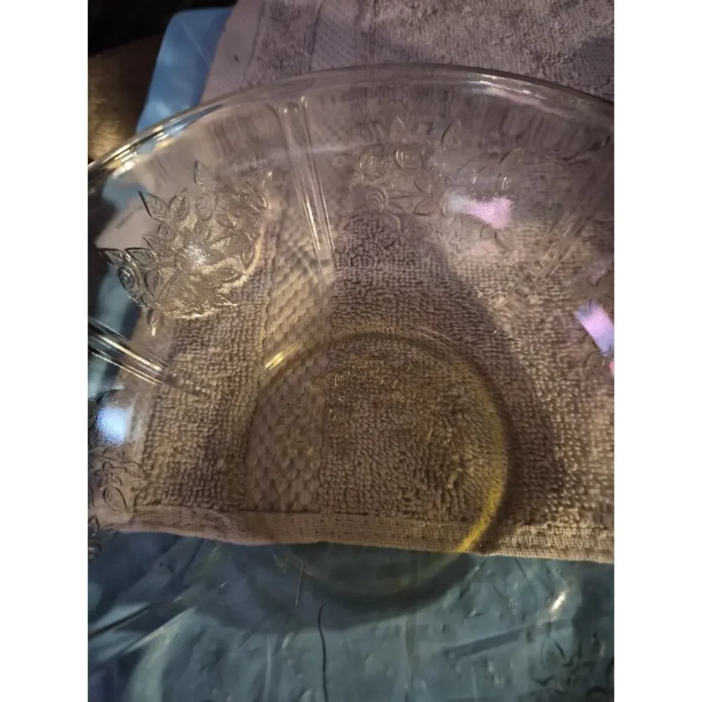 Vintage Federal Glass Depression Glass Bowl In The Sharron Cabbage Rose In...